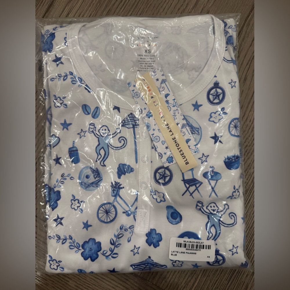 Roller Rabbit Bluestone Lane Collaboration, Latte Lane Pajamas (long pants)